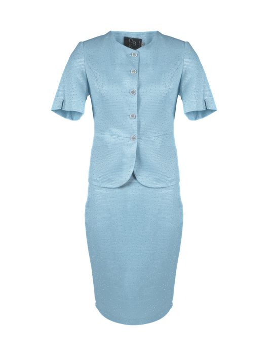 CBK Suits Bibi Short Sleeve Light Blue With Rhinestone
